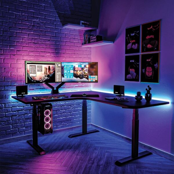 desky L-shaped standing desk for gamers