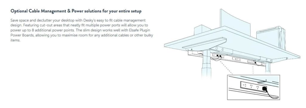 desky duel standing desk cable management
