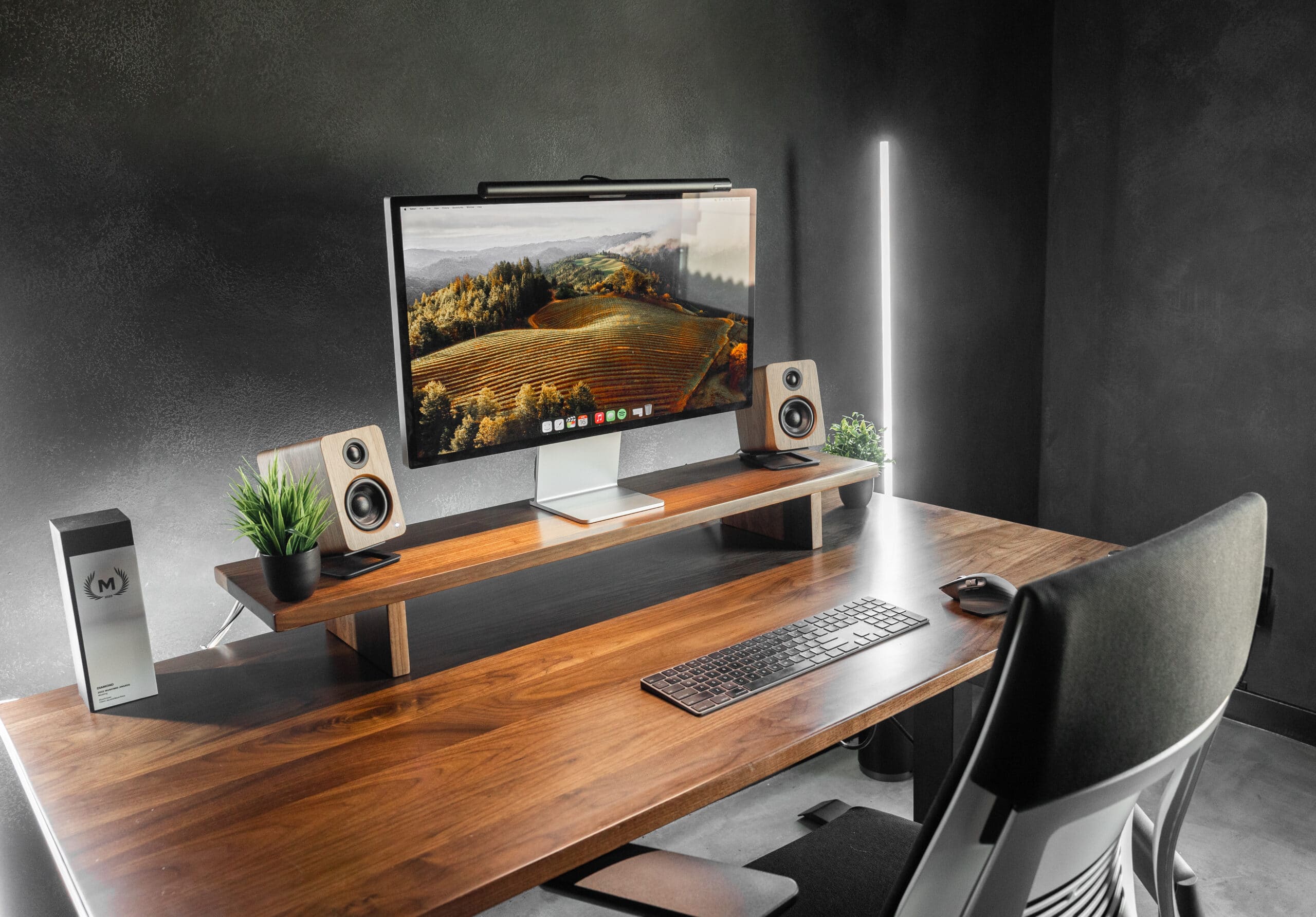 walnut standing desk from Desky